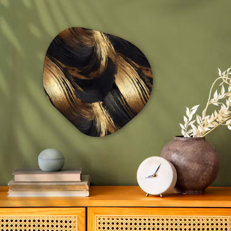 Organisch schilderij - Forex - Verfstreken - Abstract - Goud - Zwart — 2