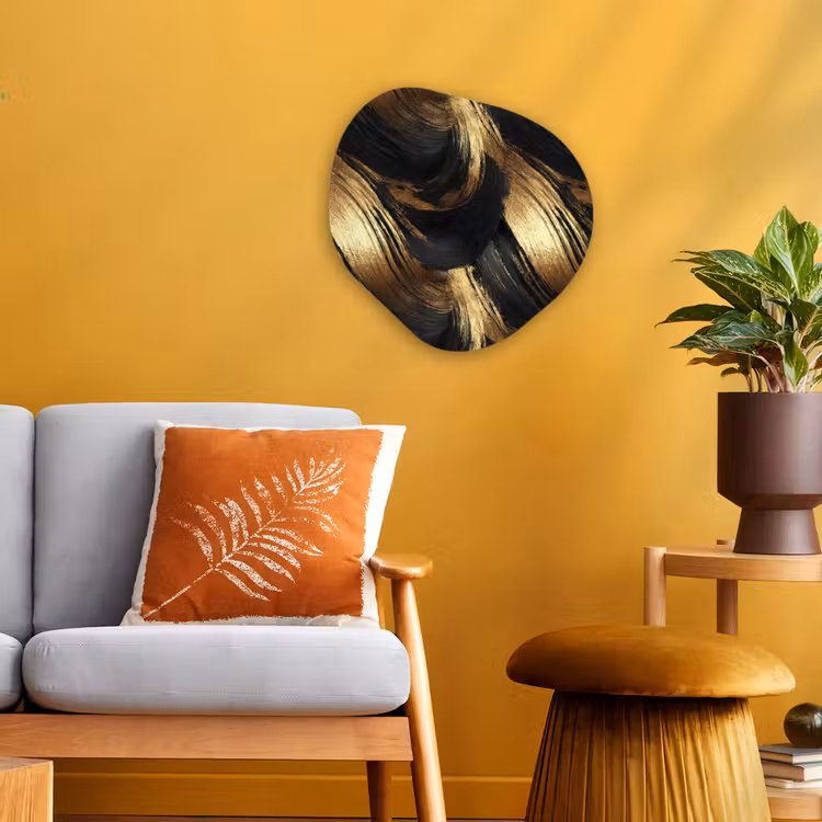 Organisch schilderij - Forex - Verfstreken - Abstract - Goud - Zwart — 3