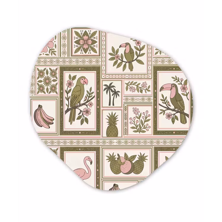 Organisch schilderij - Forex - Vogel - Tropisch - Patroon - Decoratief - Groen — 1
