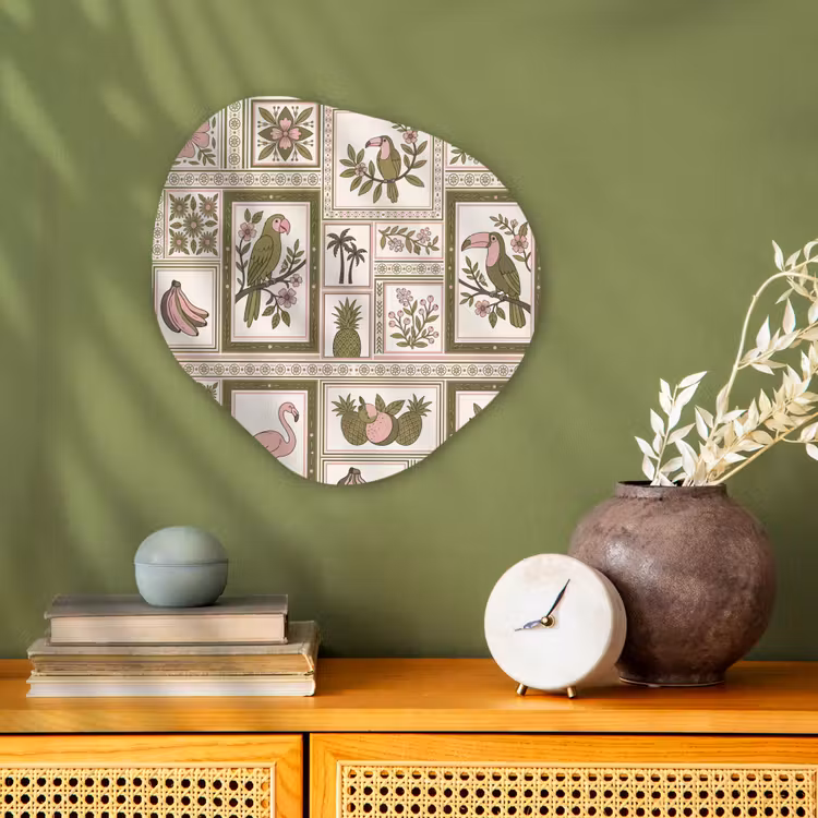 Organisch schilderij - Forex - Vogel - Tropisch - Patroon - Decoratief - Groen — 2