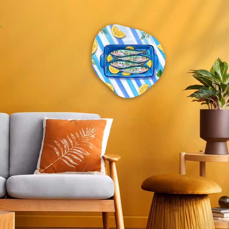 Organisch schilderij - Forex - Vis - Citroen - Kruiden - Eten - Blauw — 3