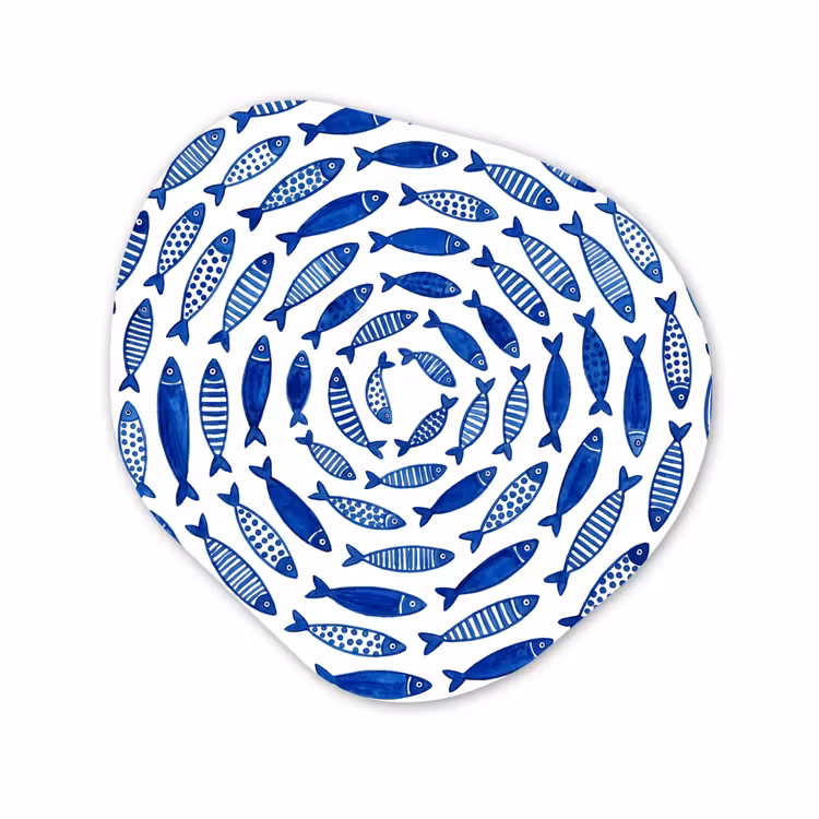 Organisch schilderij - Forex - Vis - Patroon - Onderwater - Abstract - Blauw — 1