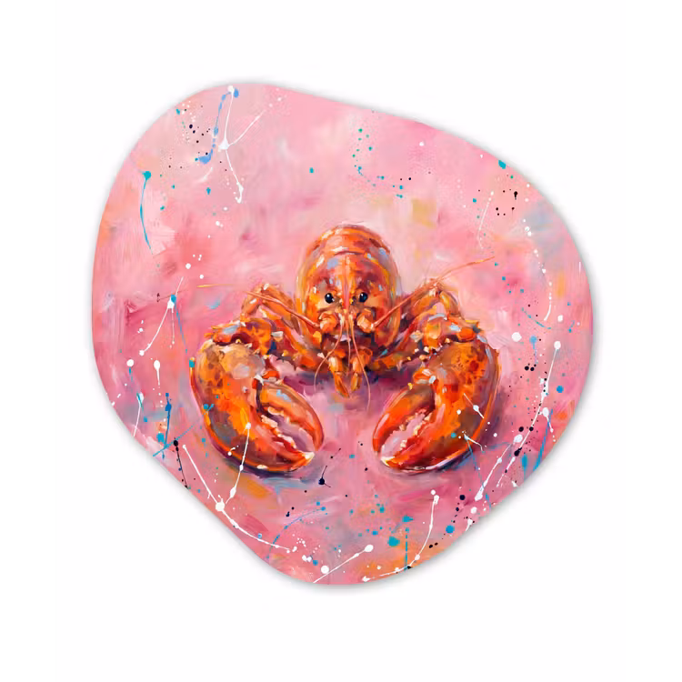 Organisch schilderij - Forex - Zeeleven - Kreeft - Spatters - Abstract - Roze — 1