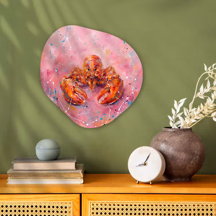 Organisch schilderij - Forex - Zeeleven - Kreeft - Spatters - Abstract - Roze — 2
