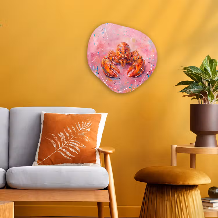 Organisch schilderij - Forex - Zeeleven - Kreeft - Spatters - Abstract - Roze — 3