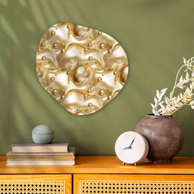 Organisch schilderij - Forex - Vloeibaar - Druppels - Goud — 2