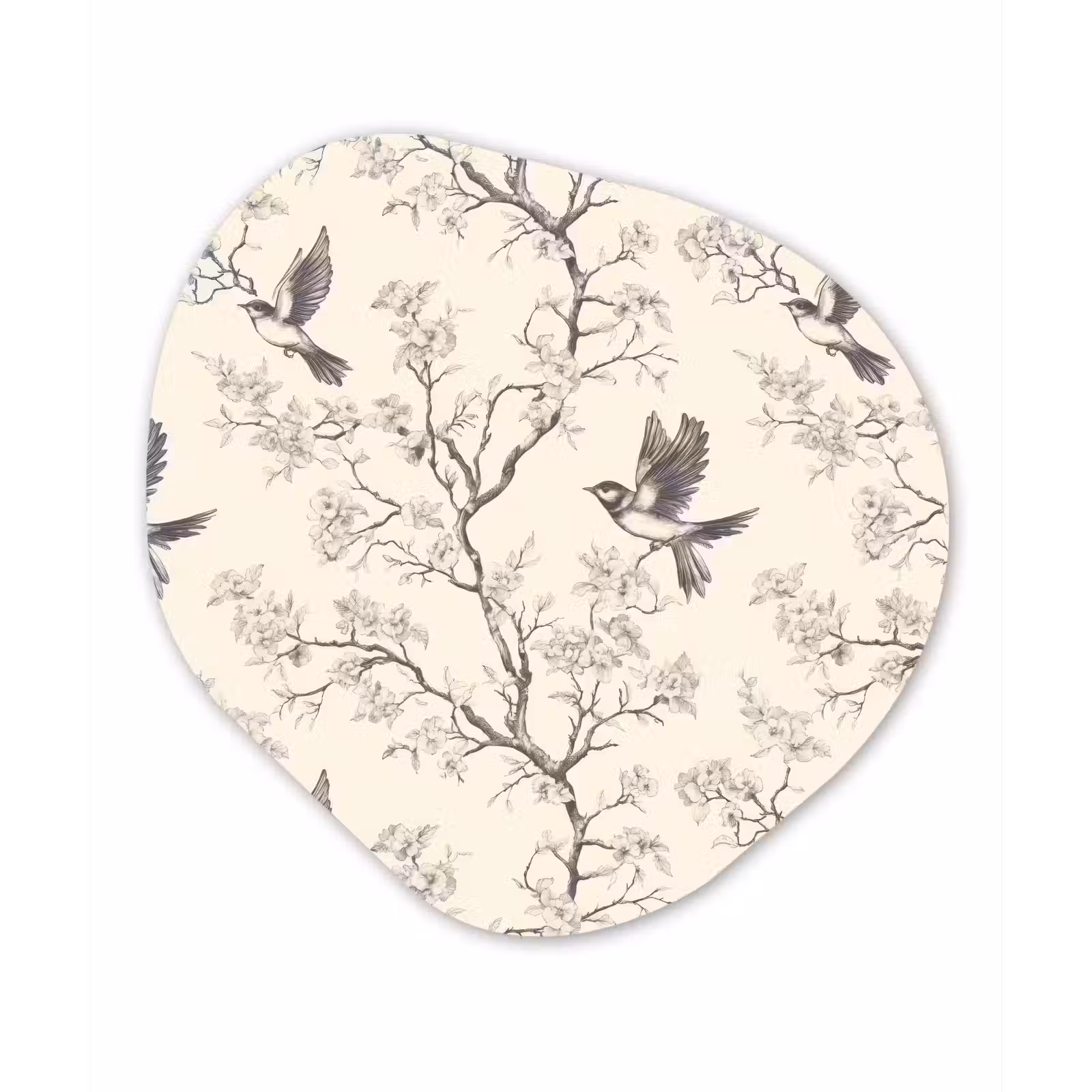 Organisch schilderij - Forex - Takken - Vogels - Beige — 1