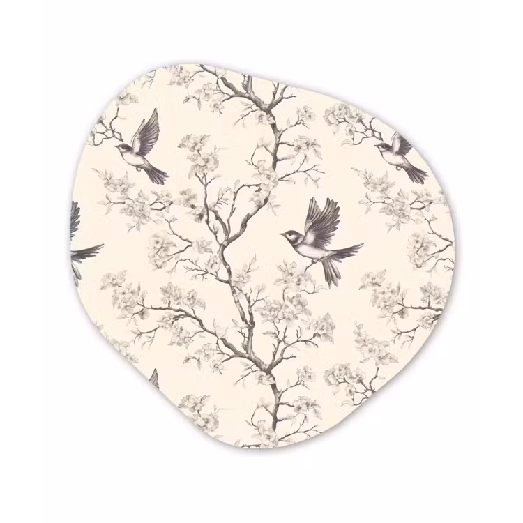 Organisch schilderij - Forex - Takken - Vogels - Beige — 1