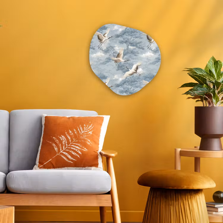 Organisch schilderij - Forex - Wolken - Kraanvogels - Blauw — 3