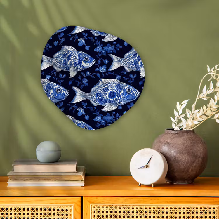 Organisch schilderij - Forex - Vissen - Bloemen - Blauw — 2
