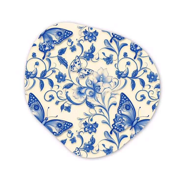 Organisch schilderij - Forex - Vlinders - Bloemen - Blauw - Botanisch — 1