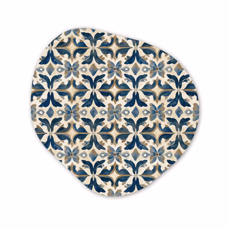 Organisch schilderij - Forex - Tegel - Patroon - Blauw - Beige — 1