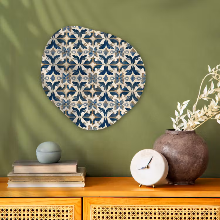 Organisch schilderij - Forex - Tegel - Patroon - Blauw - Beige — 2