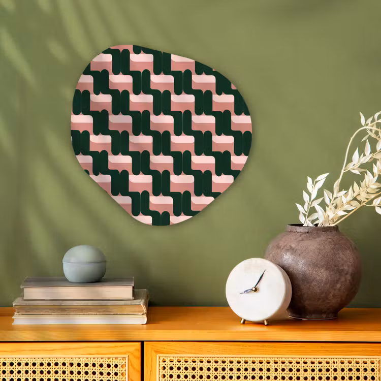 Organisch schilderij - Forex - Vlechtpatroon - Groen - Roze - Geometrisch — 2