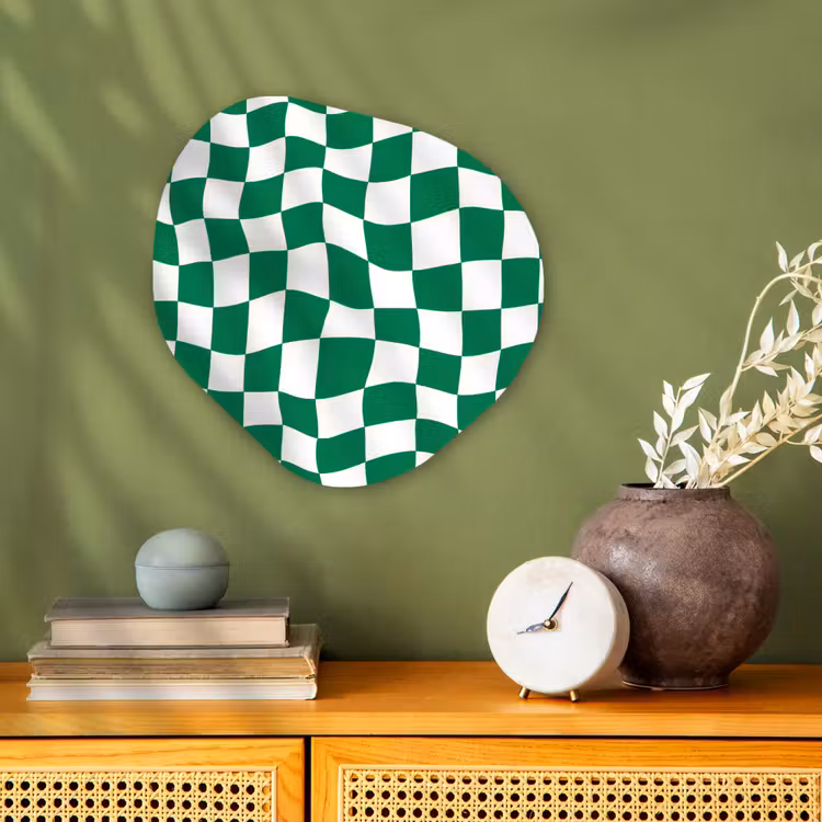Organisch schilderij - Forex - Schaakbord - Golvend - Groen — 2