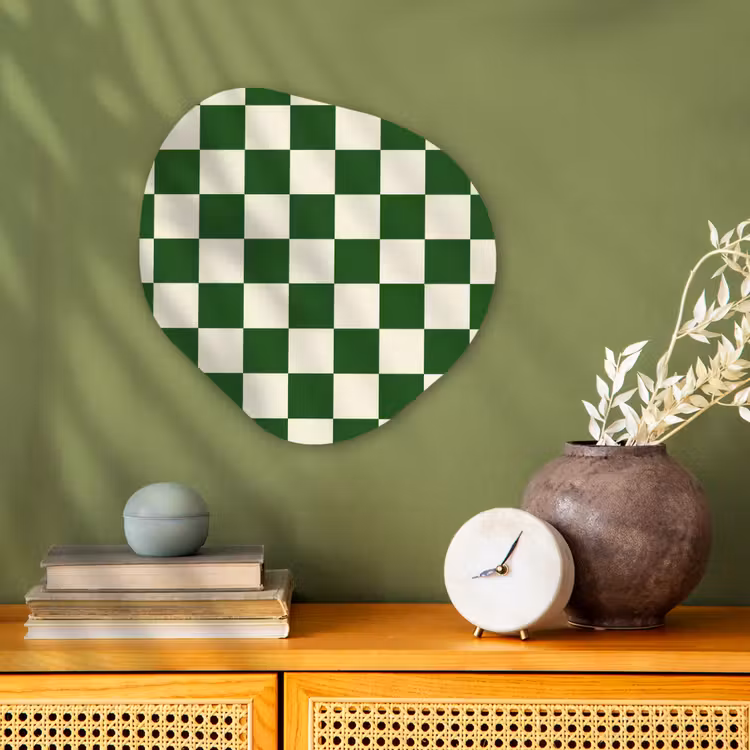 Organisch schilderij - Forex - Schaakbord - Patroon - Groen — 2