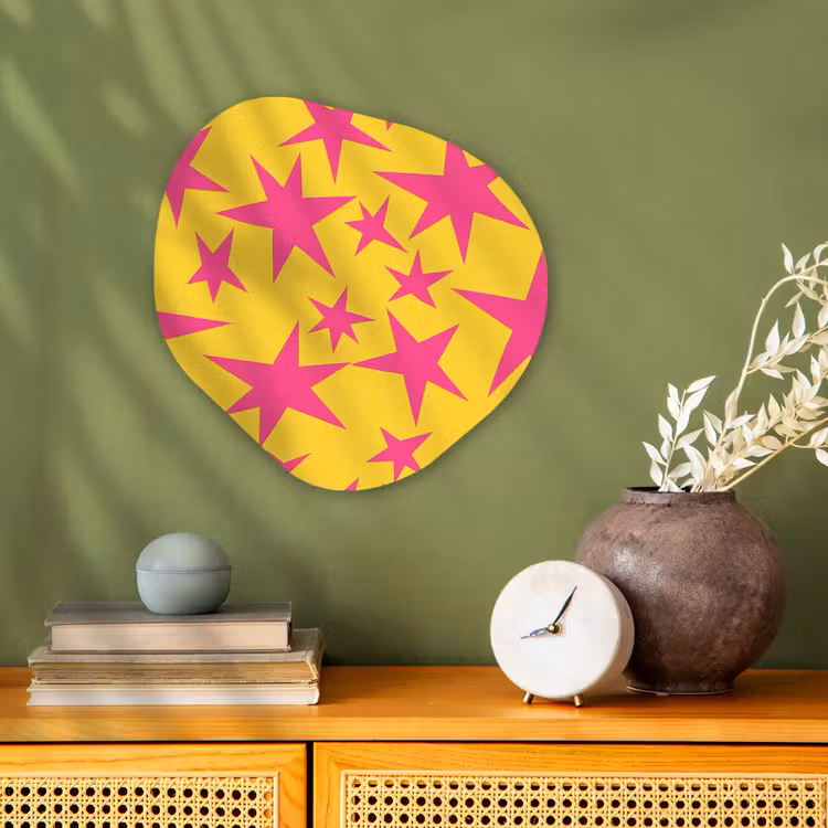 Organisch schilderij - Forex - Sterren - Patroon - Roze - Geel — 2