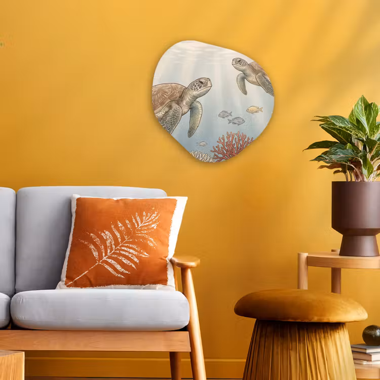 Organisch schilderij - Forex - Schildpad - Onderwater - Natuur - Illustratie — 3