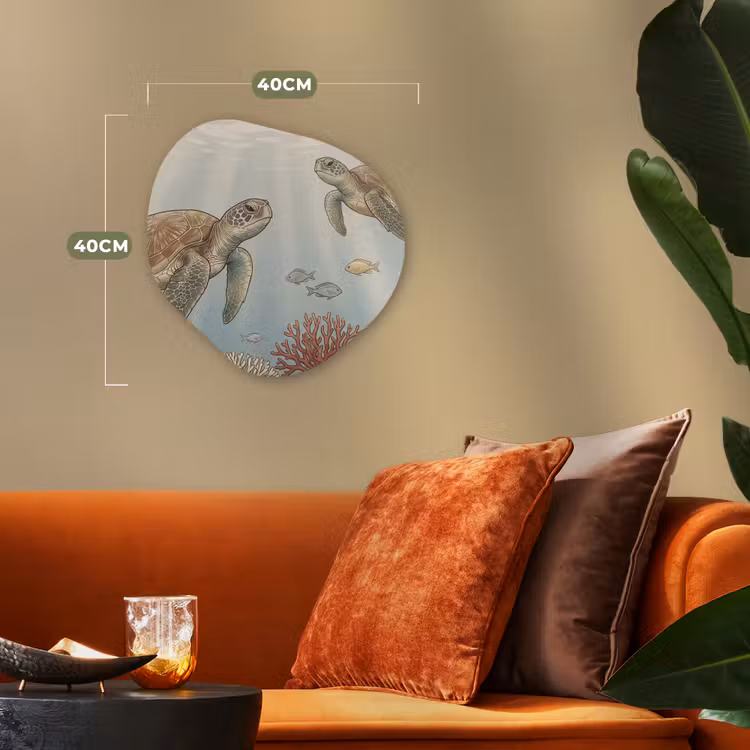 Organisch schilderij - Forex - Schildpad - Onderwater - Natuur - Illustratie — 4