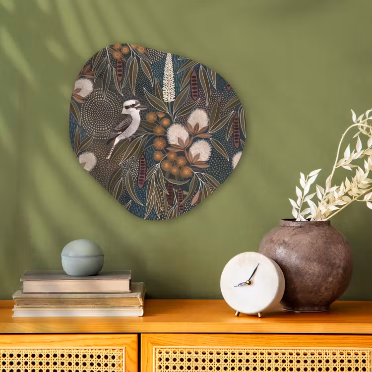 Organisch schilderij - Forex - Vogel - Bladeren - Natuur - Illustratie - Groen — 2