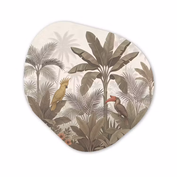 Organisch schilderij - Forex - Vogel - Jungle - Tropisch - Illustratie - Groen — 1
