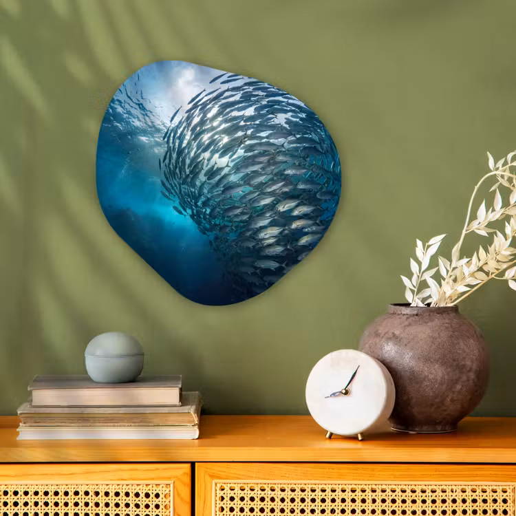 Organisch schilderij - Forex - Vis - School - Oceaan - Natuur - Blauw — 2
