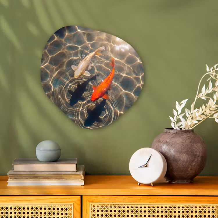 Organisch schilderij - Forex - Vis - Water - Dieren - Oranje - Goud — 2