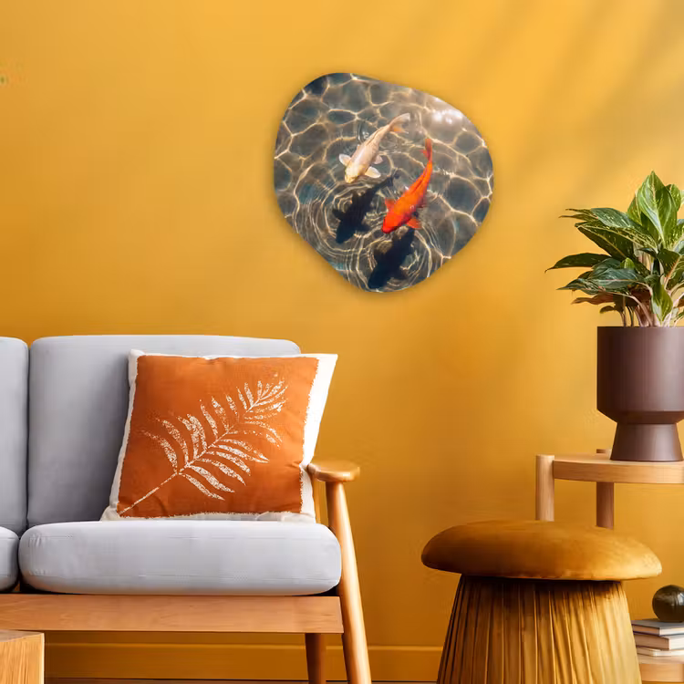 Organisch schilderij - Forex - Vis - Water - Dieren - Oranje - Goud — 3