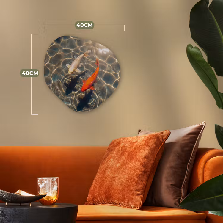 Organisch schilderij - Forex - Vis - Water - Dieren - Oranje - Goud — 4