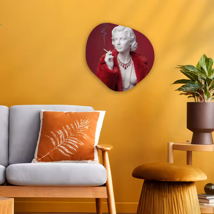 Organisch schilderij - Forex - Vrouw - Bontjas - Mode - Klassiek - Rood — 3