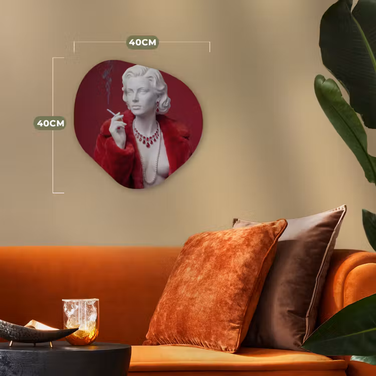 Organisch schilderij - Forex - Vrouw - Bontjas - Mode - Klassiek - Rood — 4