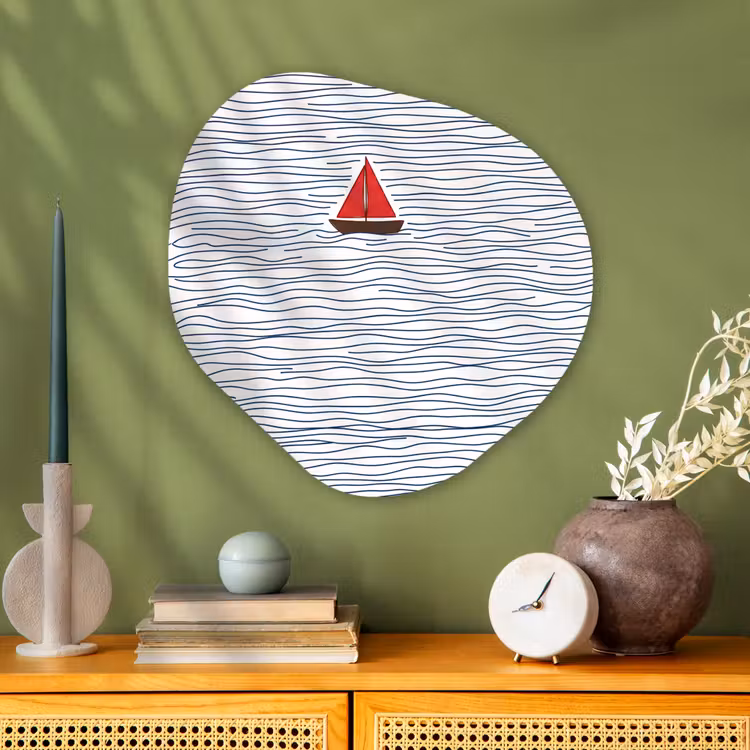 Organische vorm aluminium - Boot - Water - Rood - Illustratie - Minimalistisch — 2