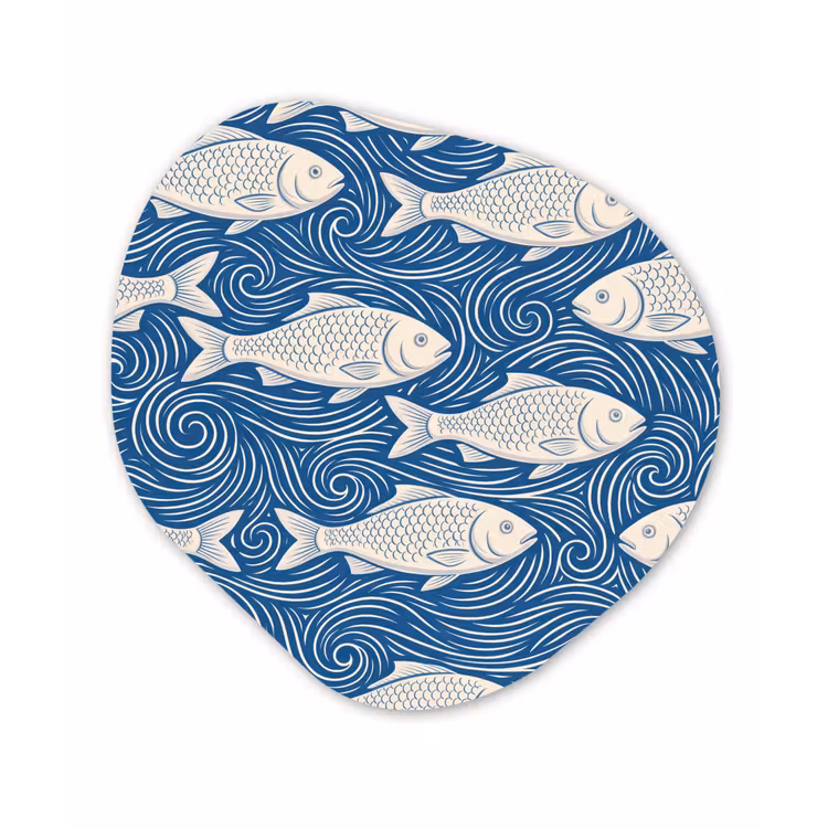 Organisch schilderij - Forex - Vis - Water - Patroon - Grafisch - Blauw — 1