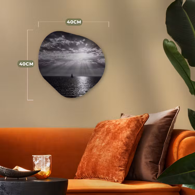 Organisch schilderij - Forex - Water - Boot - Lucht - Natuur - Zwart-wit — 4