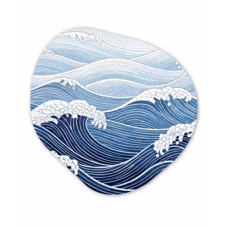 Organisch schilderij - Forex - Water - Mozaïek - Landschap - Modern - Blauw — 1