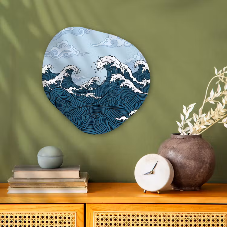 Organisch schilderij - Forex - Zee - Golven - Japans - Natuur - Blauw — 2