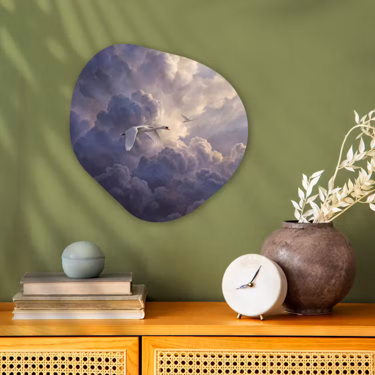 Organisch schilderij - Forex - Vogel - Vliegend - Natuur - Wit - Wolken — 2