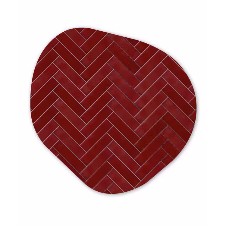Organisch schilderij - Forex - Visgraat - Wandtegel - Bordeaux - Rood — 1