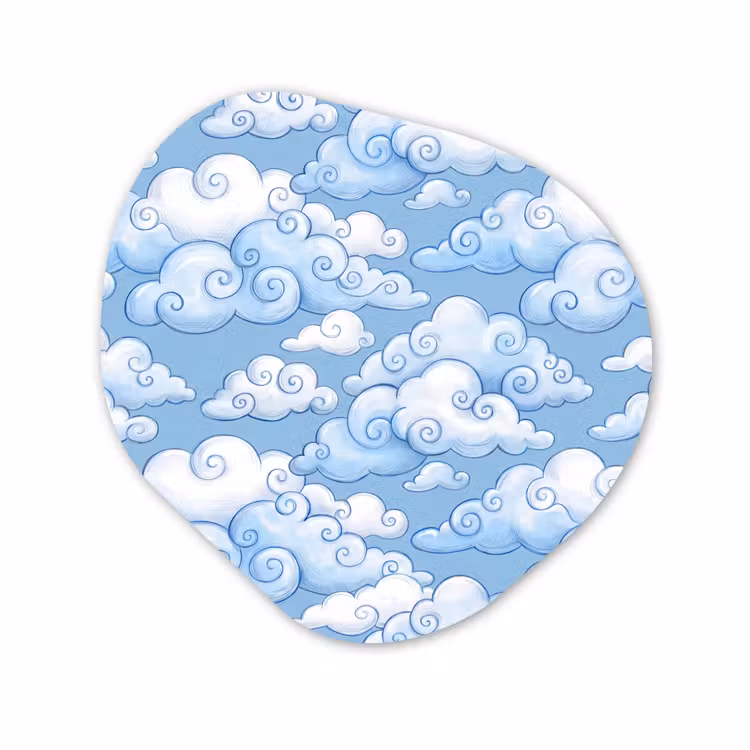 Organisch schilderij - Forex - Wolken - Patroon - Hemel - Illustratie - Wit — 1