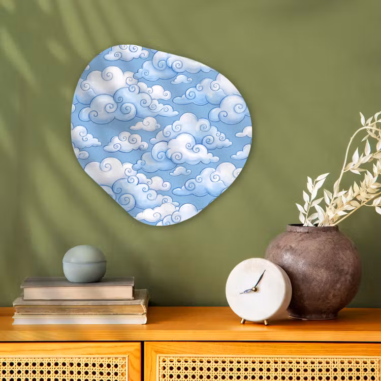 Organisch schilderij - Forex - Wolken - Patroon - Hemel - Illustratie - Wit — 2