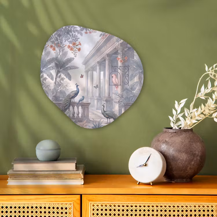 Organisch schilderij - Forex - Vogel - Pauw - Architectuur - Klassiek - Groen — 2