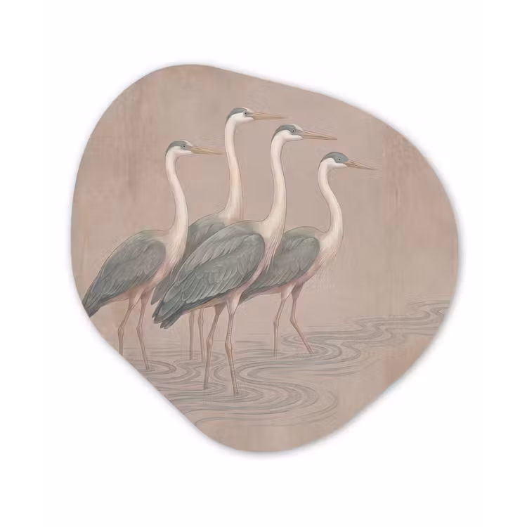 Organisch schilderij - Forex - Vogel - Water - Natuur - Vintage — 1