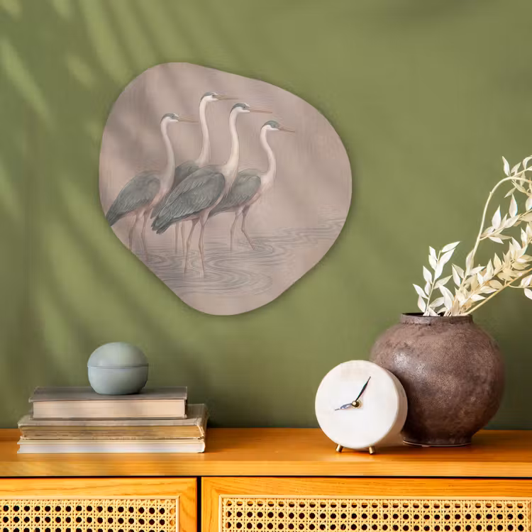 Organisch schilderij - Forex - Vogel - Water - Natuur - Vintage — 2