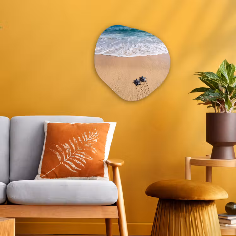 Organisch schilderij - Forex - Schildpad - Jong - Strand - Oceaan - Blauw — 3