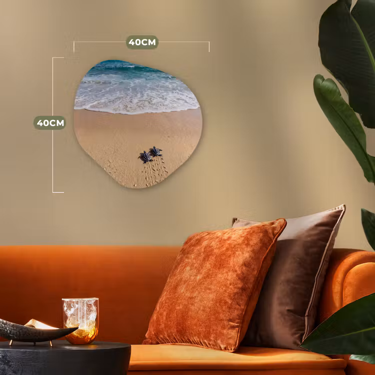 Organisch schilderij - Forex - Schildpad - Jong - Strand - Oceaan - Blauw — 4