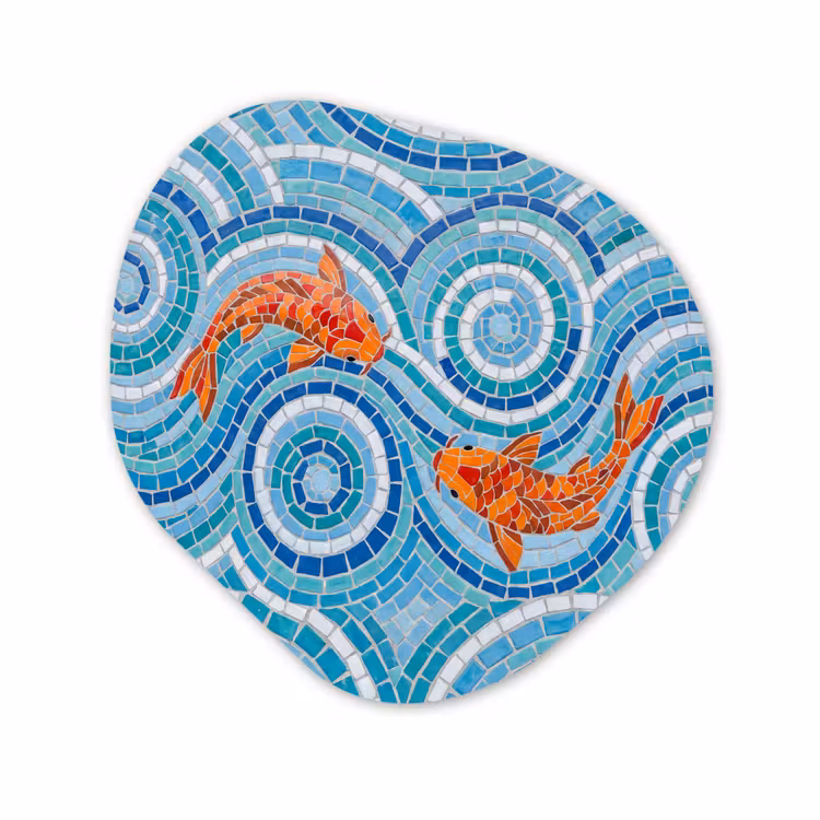 Organisch schilderij - Forex - Vis - Mozaïek - Water - Decoratief - Blauw — 1