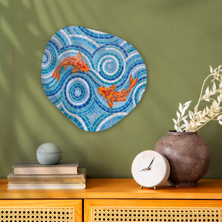 Organisch schilderij - Forex - Vis - Mozaïek - Water - Decoratief - Blauw — 2