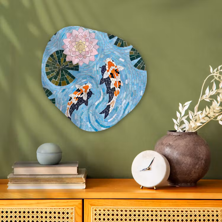 Organisch schilderij - Forex - Vis - Water - Natuur - Mozaïek - Blauw — 2