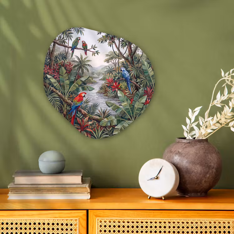 Organisch schilderij - Forex - Vogel - Jungle - Natuur - Mozaïek - Groen — 2