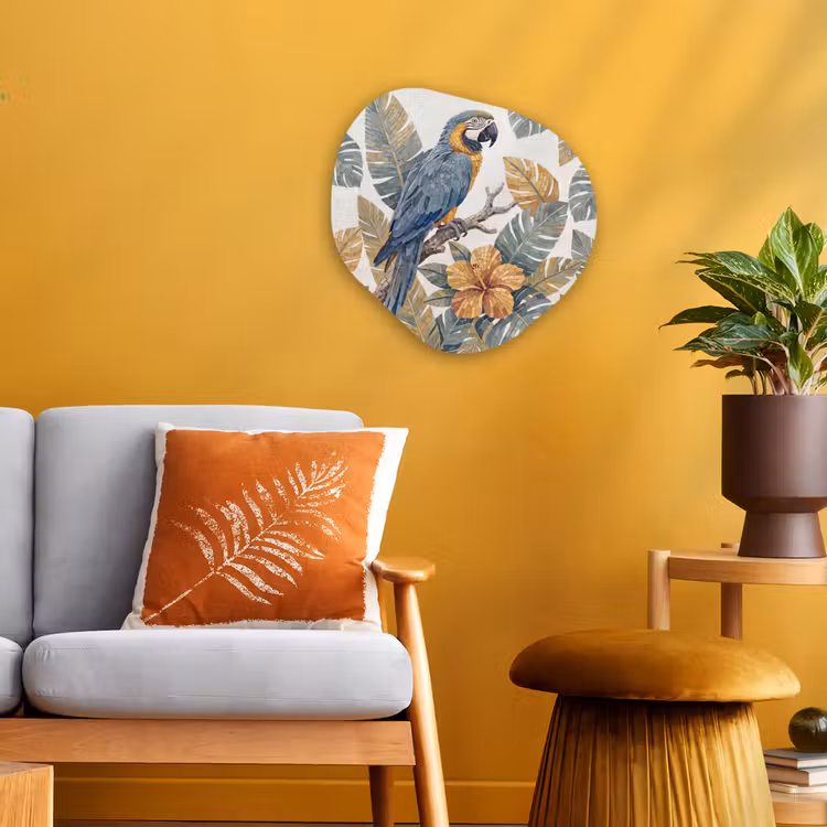 Organisch schilderij - Forex - Vogel - Tak - Natuur - Mozaïek - Blauw — 3